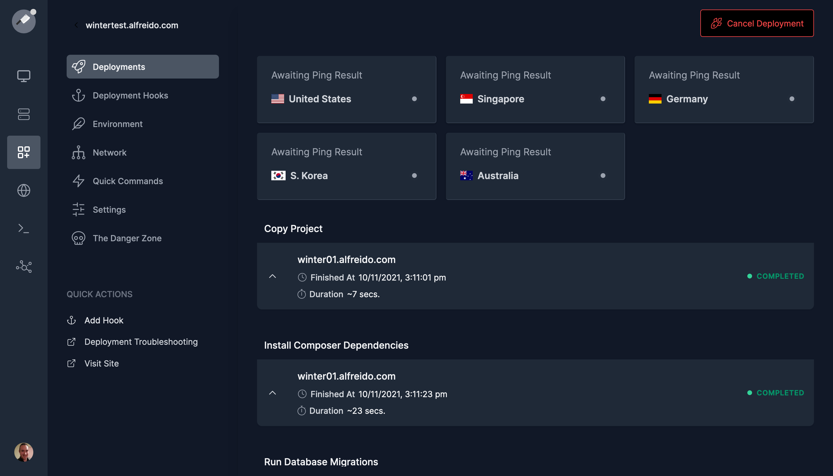 Deployment progress